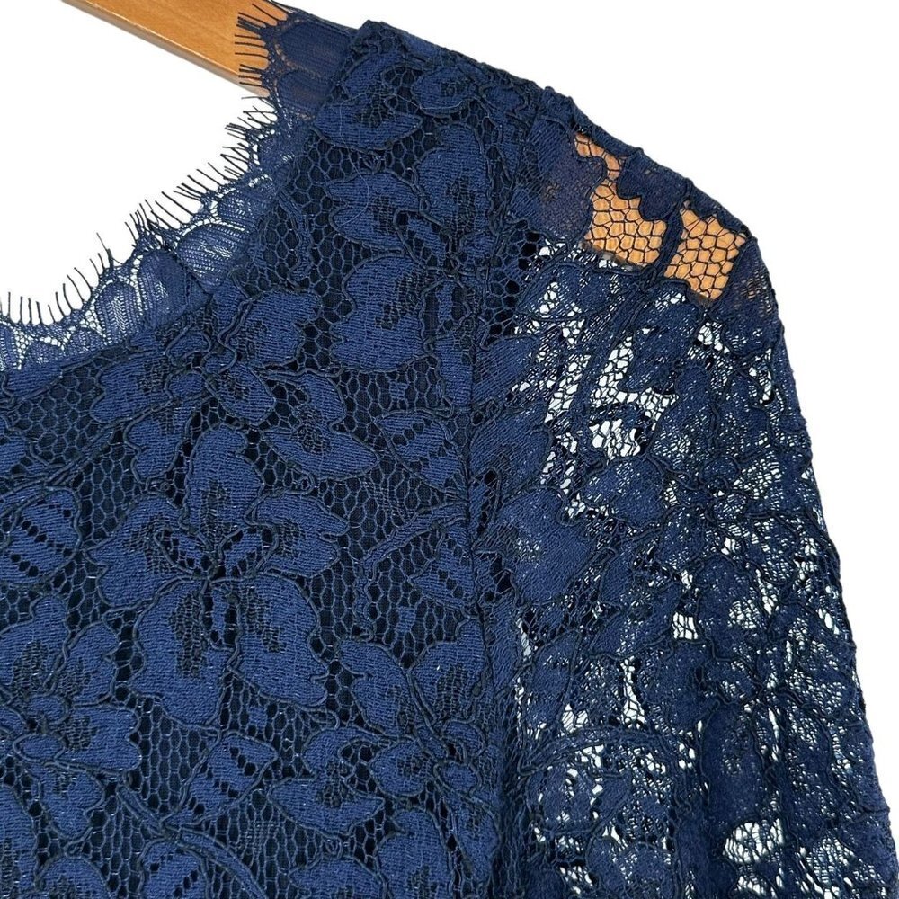Diane Von Furstenberg DVF Colleen Navy Blue Floral Lace Sheath Dress Size 0 - Picture 5 of 9